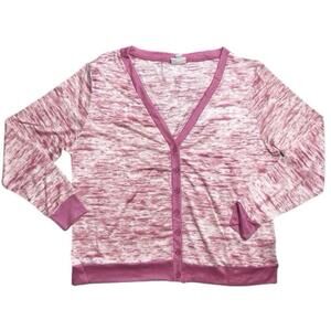 NWT LuLaRoe 3XL Cheryl Button Up Cardigan Heathered Pink White Breast Cancer